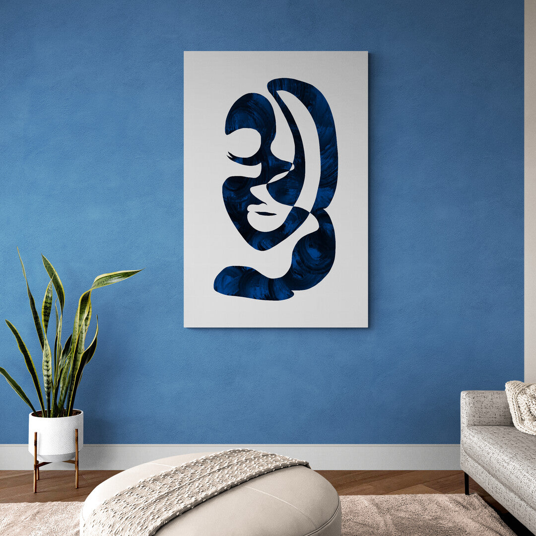 Portrait de femme minimaliste bleu