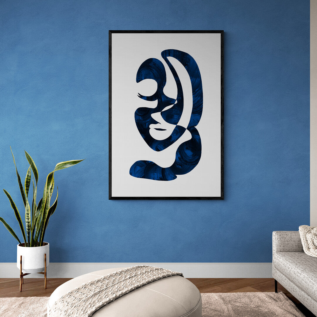 Portrait de femme minimaliste bleu