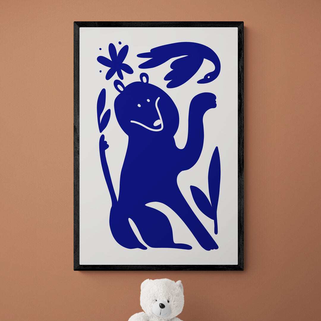 Chien et signe bleus