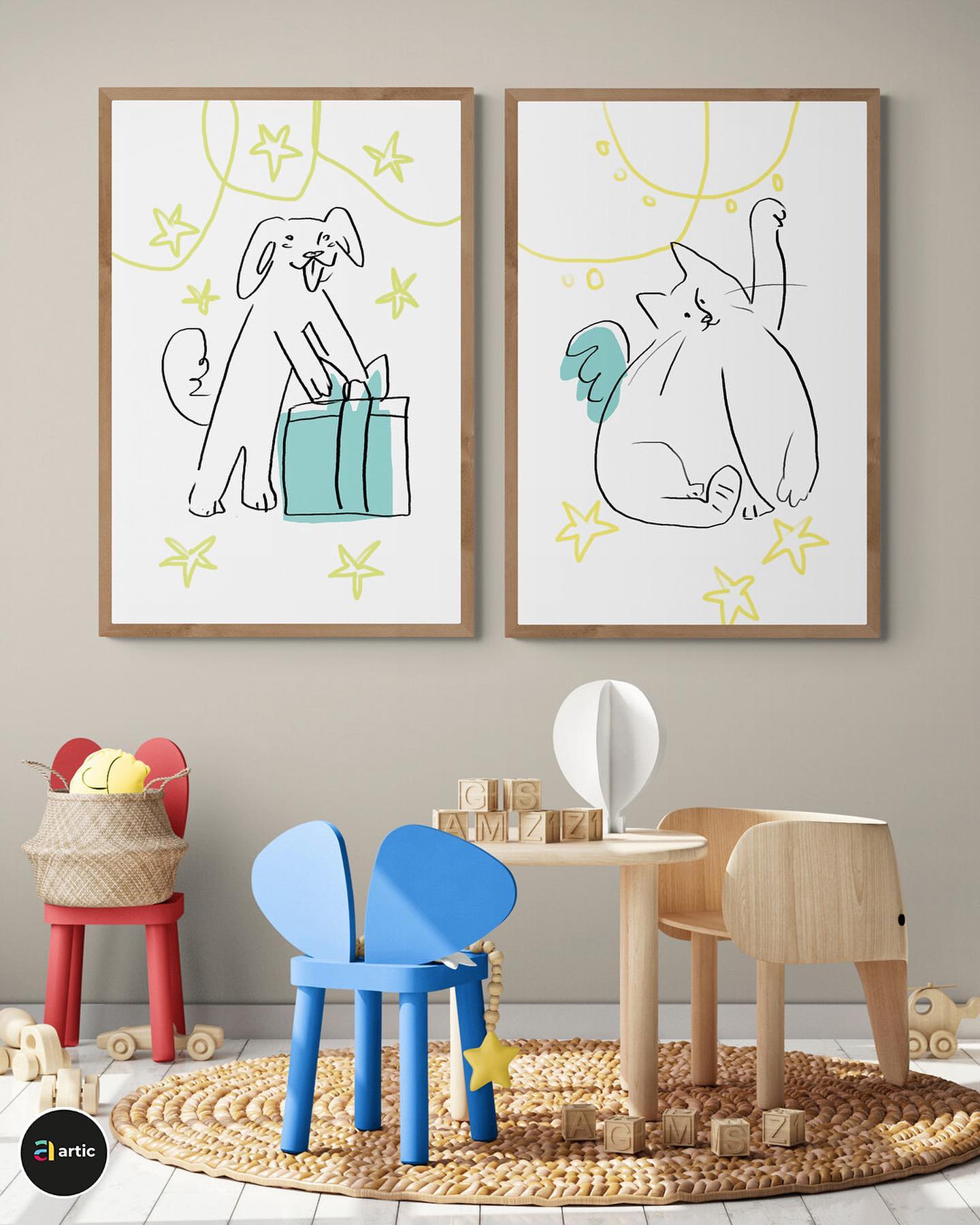 Chien et chat mignon
