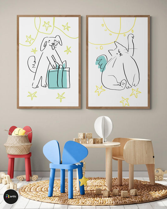 Chien et chat mignon