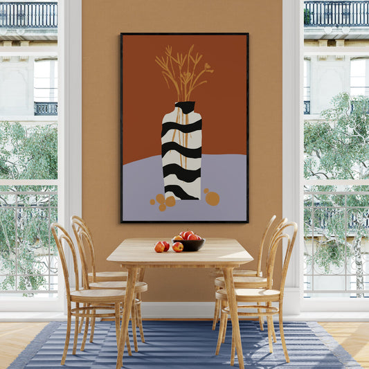 Vase lignes noires