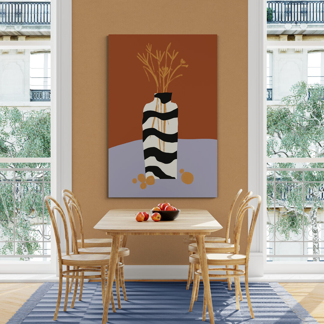 Vase lignes noires