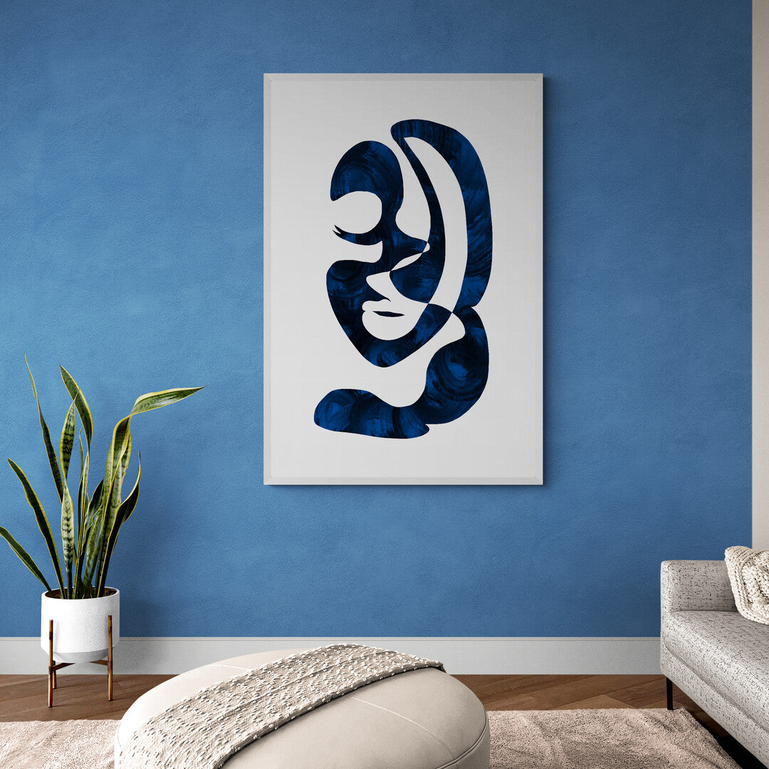 Portrait de femme minimaliste bleu