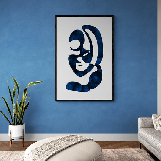 Portrait de femme minimaliste bleu