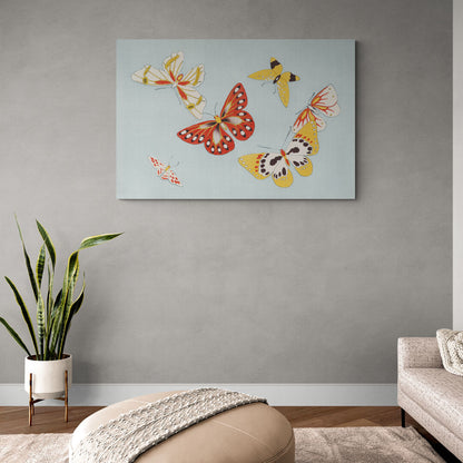 Papillons jaunes et oranges