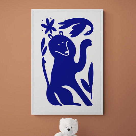 Chien et signe bleus