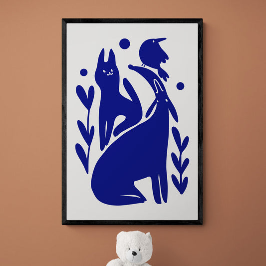 Animaux mignons bleus