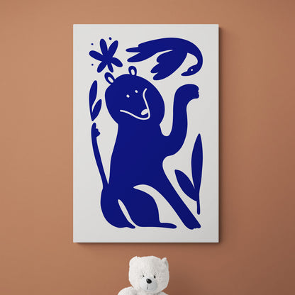 Chien et signe bleus